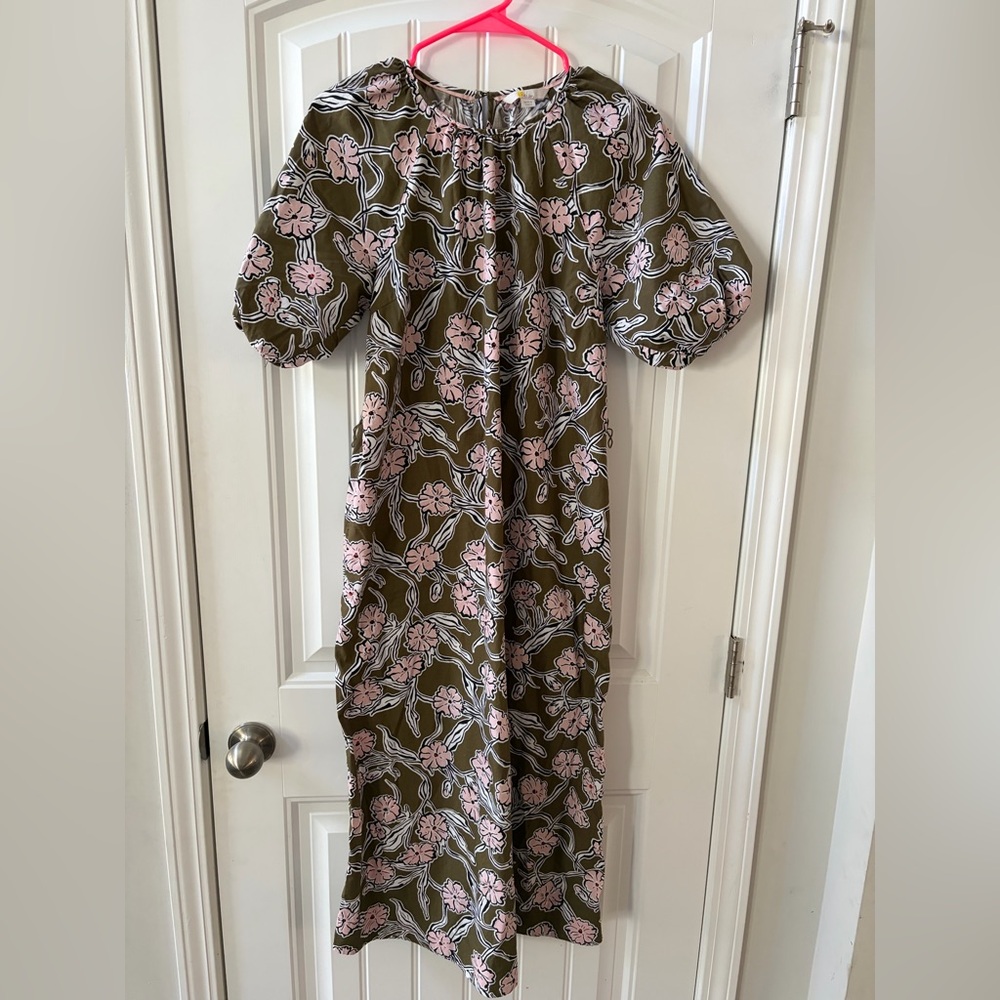 BODEN Puff Sleeve Column Midi Dress Sz 4R